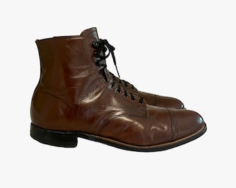 Vintage Stacy Adams Leather Ankle Boots: 1970s Brown Dress Boots