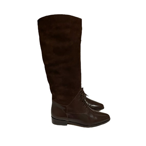 80s Vintage Riding Boots-Two Tone Brown Genuine L… - image 4