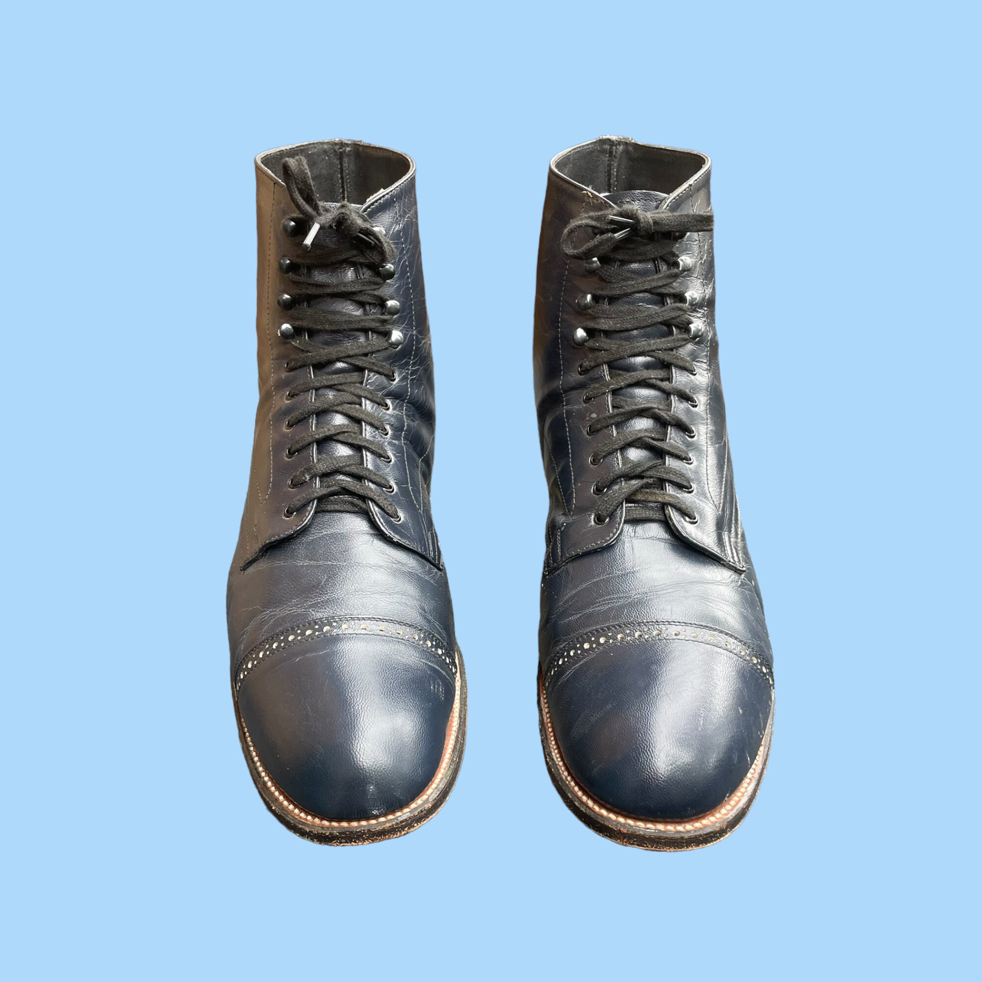 80s Vintage Stacy Adams Leather Ankle Boots - Men