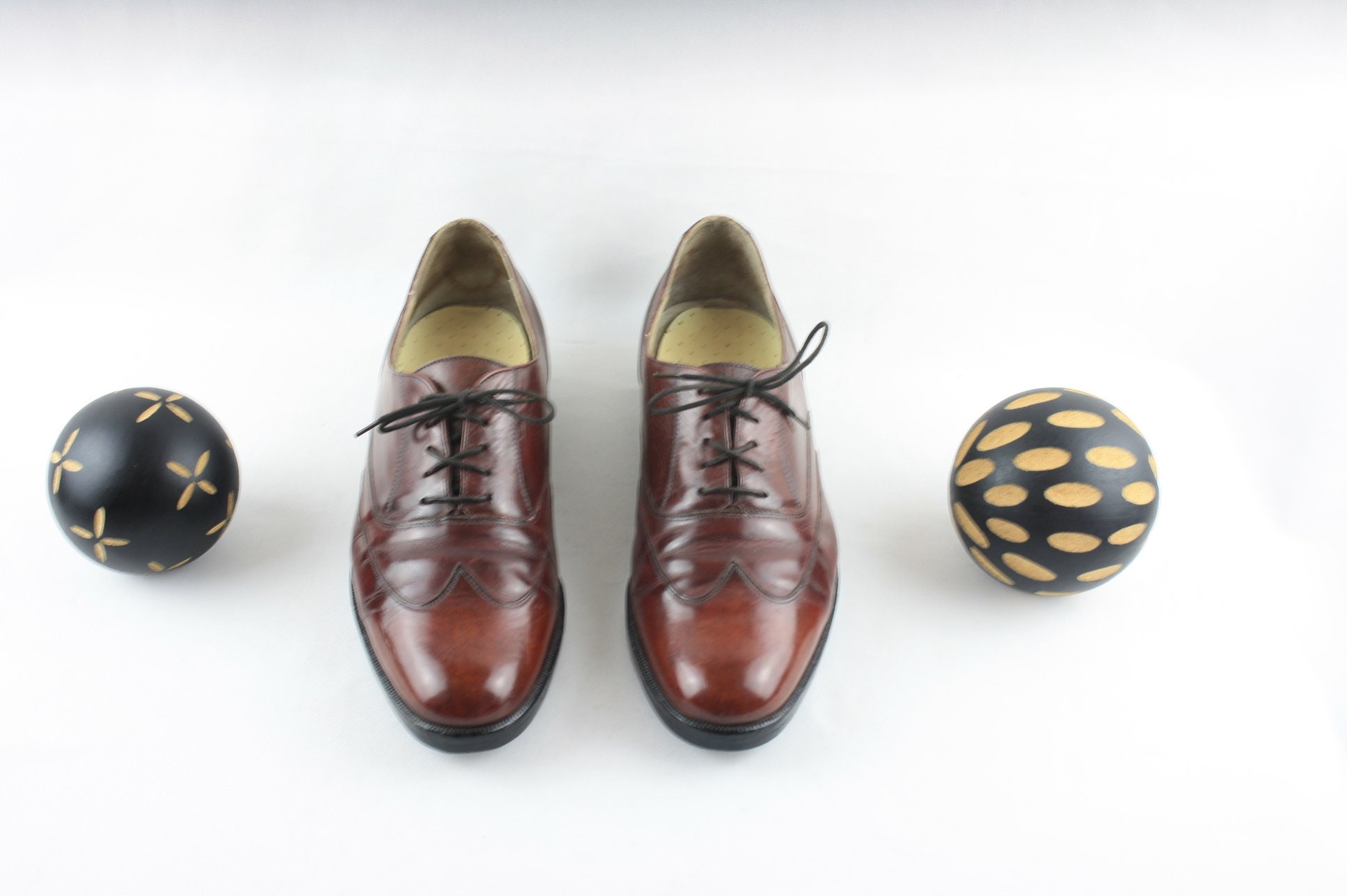 Vintage 1970s Brown Leather Wingtip Shoes - Men