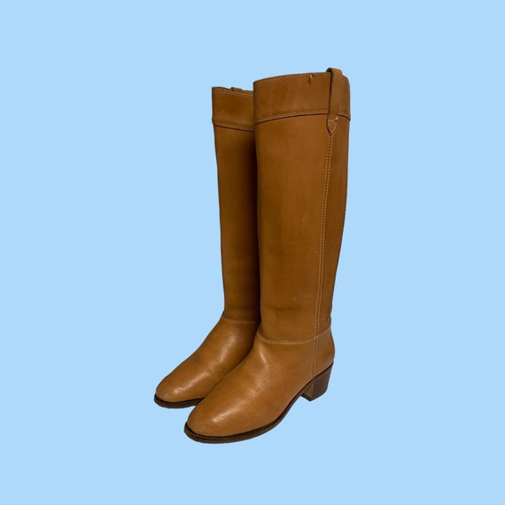 80s Riding boots-Women vintage boots-Light brown … - image 2