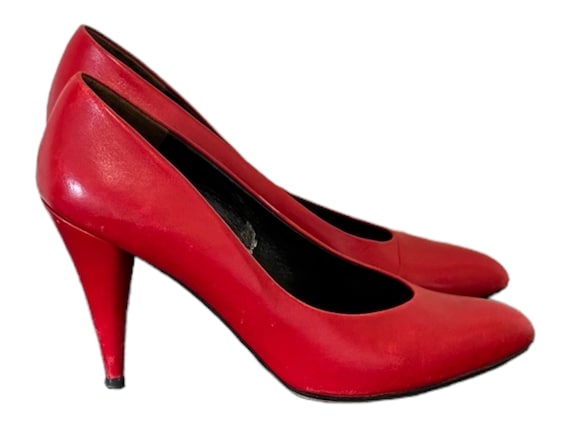 Vintage Shoes-Red Shoes-High Heel Pumps-US Women … - image 4