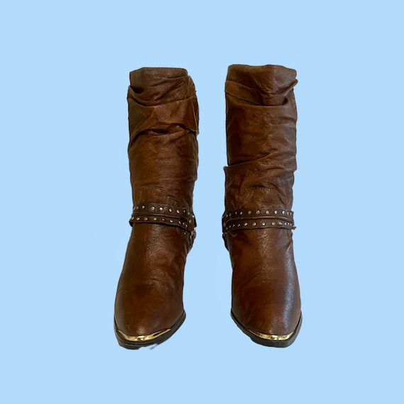 Size 8 Boots-vintage boots-boots vintage-women boots-brown boots-western boots-cowboy boots-1980s View 5