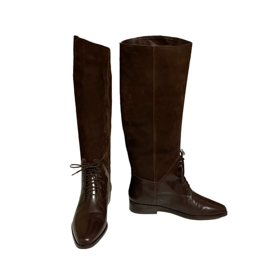 80s Vintage Riding Boots-Two Tone Brown Genuine L… - image 1