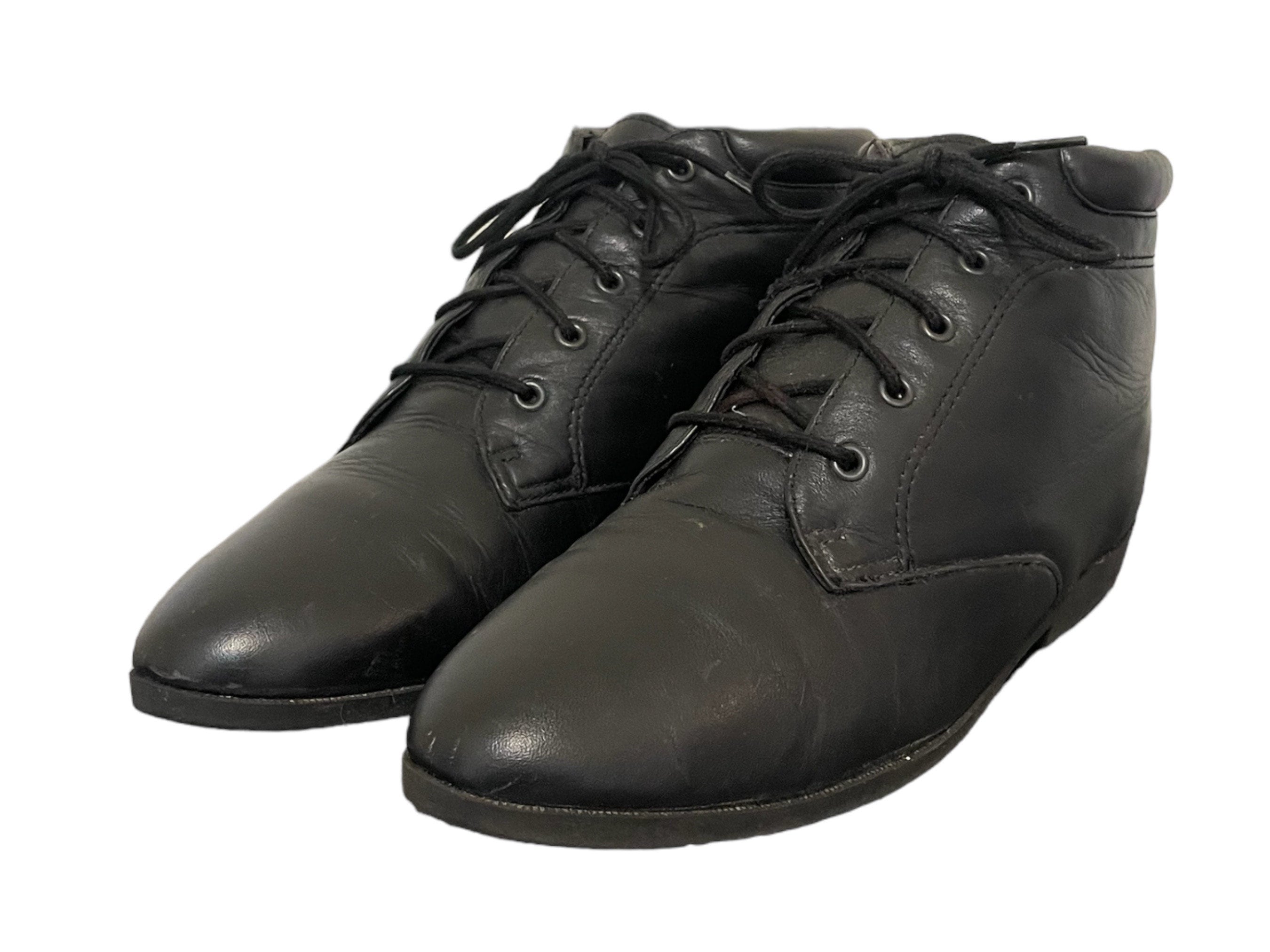 1990s Vintage Short Black Lace up Women Ankle Boots us Women Size 7.5 flat Granny Boots ankle Boots vintage Boots vintage Women Wear boots. Etsy Ireland
