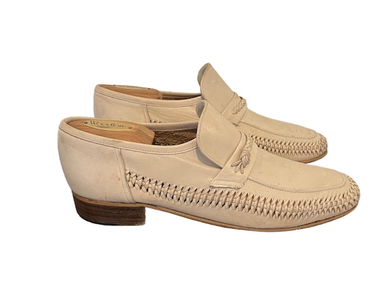 70s Vintage Shoes-Beige Men Loafers-US Men Size 7… - image 2