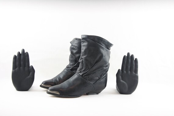 Vintage Slouch Boots. Size 6 Short Black Genuine L