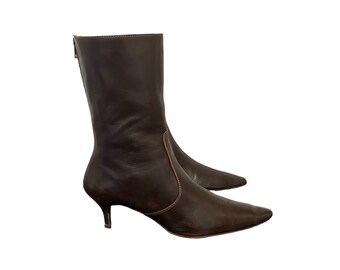 Vintage 90s Y2K Diba Black Leather Square Toe Ankle Boots Grunge Indie Block Heel Size 7.5 Women s Etsy