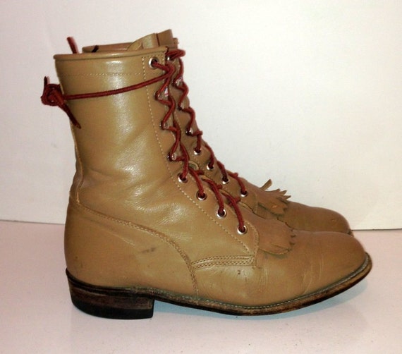 Size 7.5 Sz 7.5 Vintage light brown leather lace u