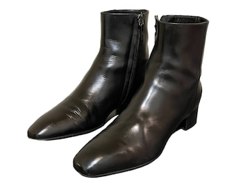 Vintage 1990s Black Leather Zip Up Women Ankle Boots-US Women Size 8.5