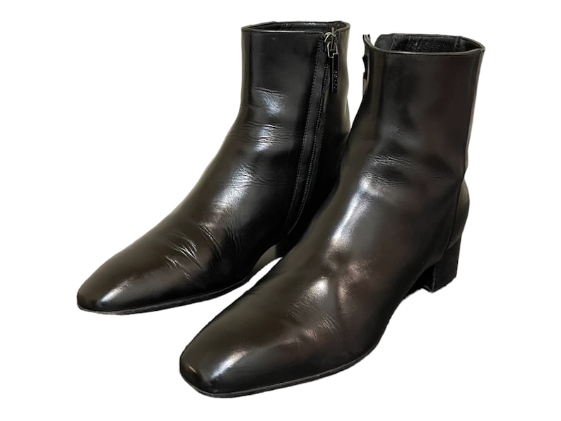 Vintage 1990s Black Leather Zip Up Women Ankle Boots-US Women Size 8.5 image 1