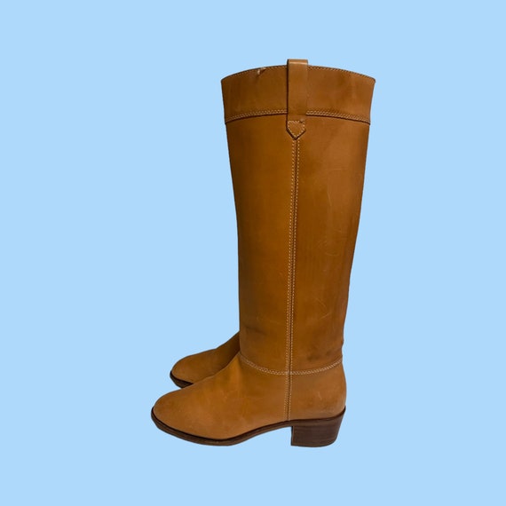 80s Riding boots-Women vintage boots-Light brown … - image 3