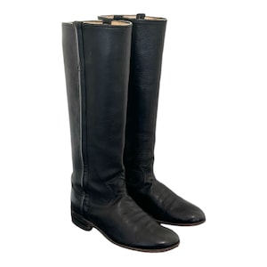 Vintage laarzen-Justin Boots-Amerikaanse damesmaat 5,5-Rockabilly-Kniehoge laarzen-Hoge laarzen-Western-Cowboylaarzen-Dameslaarzen-Zwarte laarzen-Vintage Wear