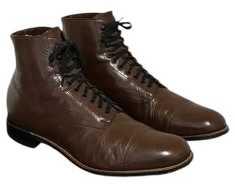 Sz 10.5 D Stacy Adams Vintage 80S Black Leather Men or Women  display picture 3