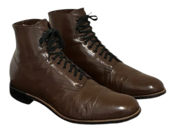 Stacy Adams Vintage Men\'s Ankle Shoes Boots Brown Leather Cap Toe Size 8 Stacy Adams | Shoes | Stacy Adams Vintage Mens Size 9 E  main image 2