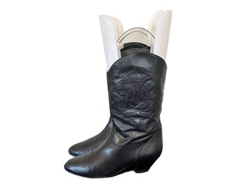 Vintage Boots-Metallic Gray Boots-Italian Made-US Women Size 6.5-Euro Size 37-1980s-Nordstrom Boots-Western-Cowboy Boots-Vintage Women Wear.