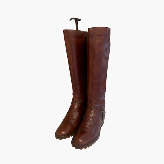 Vintage 1970s Brown Leather Riding Boots - Size 9 - image 5