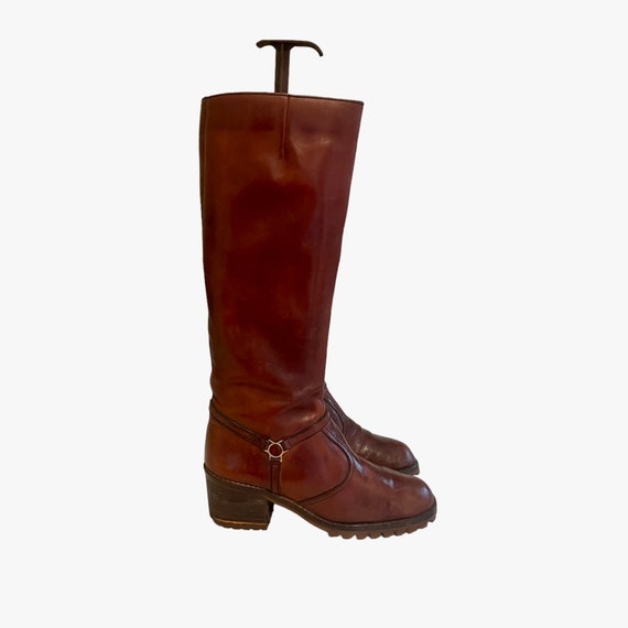 Vintage 1970s Brown Leather Riding Boots - Size 9 - image 4