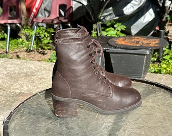 Vintage Boots-brown Boots-us Women Size 8-short Boots-lace