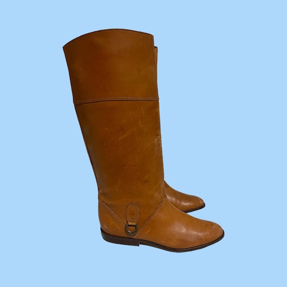 Boots-Vintage Boots-Women Boots-Size 8 Boots-Brow… - image 1