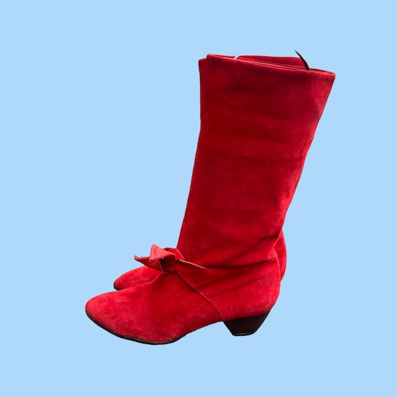 Red slouchy boots best sale