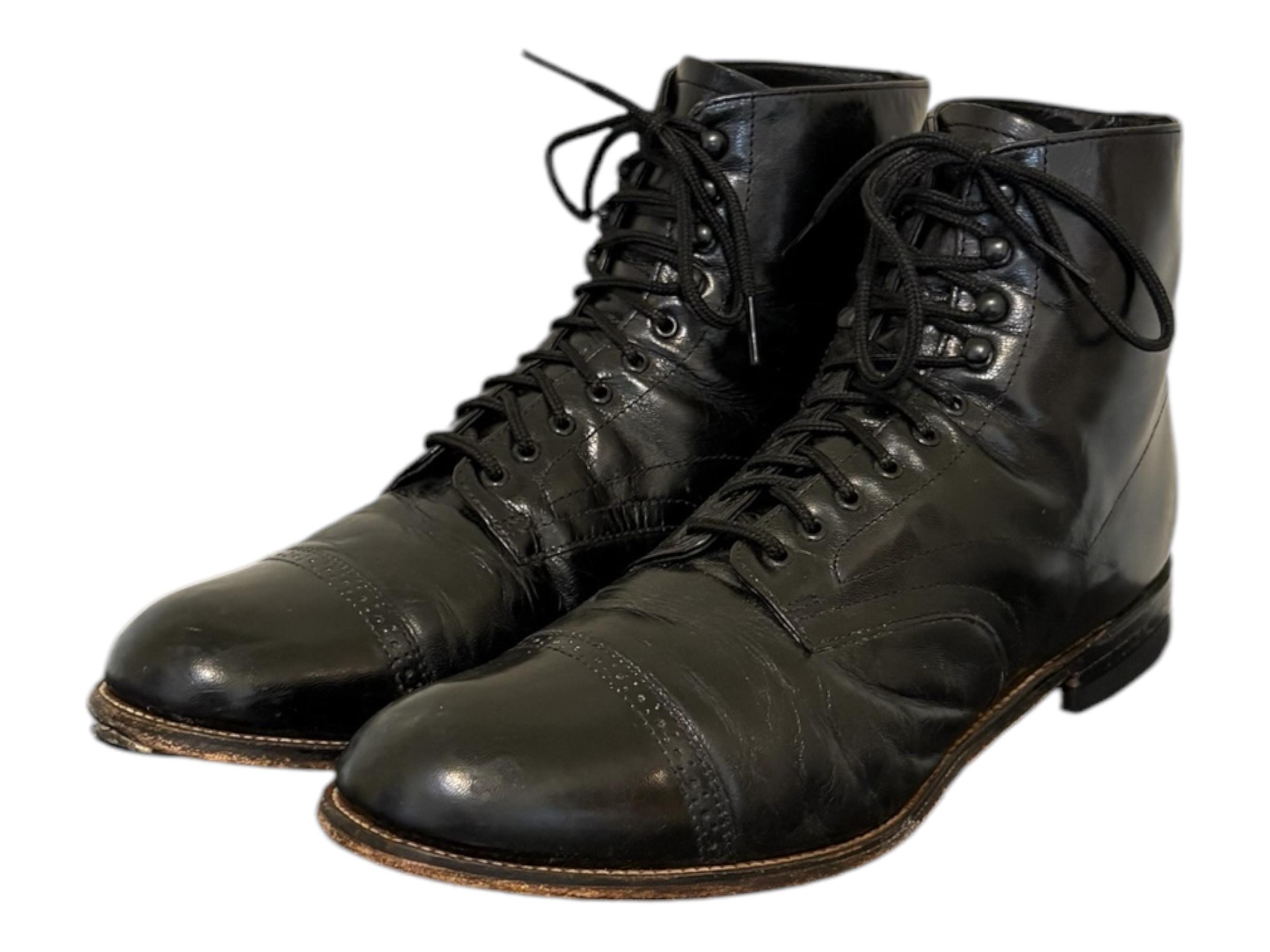 Vintage Boots-black Boots-us Men Size 11-stacy Adams-flat Boots