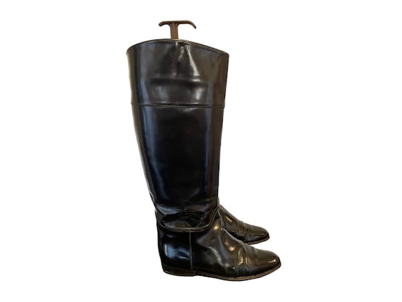Black patent riding boots online