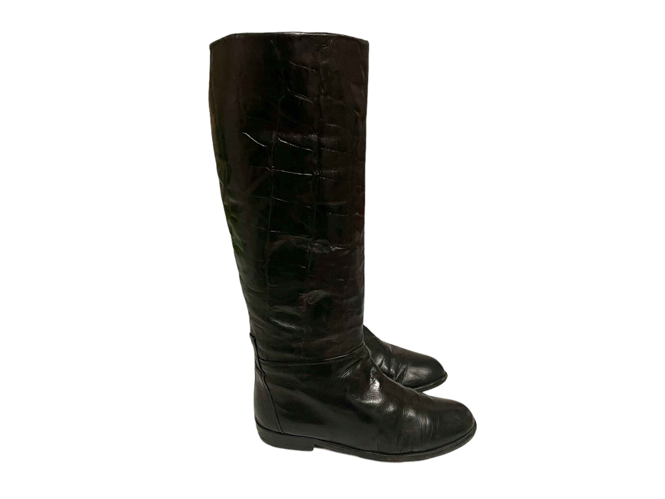Bottes d'équitation vintage en cuir noir, pointure 7,5 Bottes d'équitation vintage en cuir noir, pointure 7,5