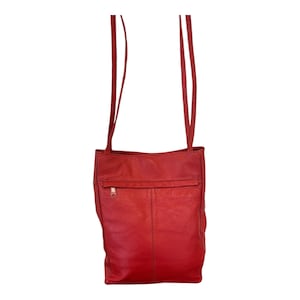 Bolso vintage, bolso rojo, cuero genuino, bolso bandolera, década de 1990, bolso mediano, ropa vintage para mujer, bolso de cuero, bolso de hombro, cartera, bolso.