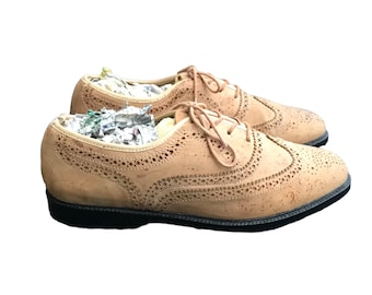 Oxfords de couro italiano vintage dos anos 90 com ponta de asa - tamanho 9 feminino