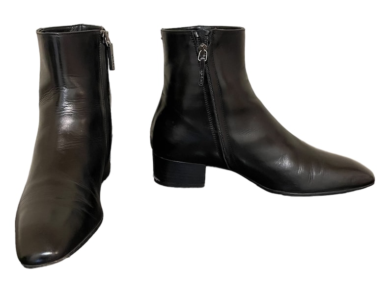 Vintage 1990s Black Leather Zip Up Women Ankle Boots-US Women Size 8.5 image 5