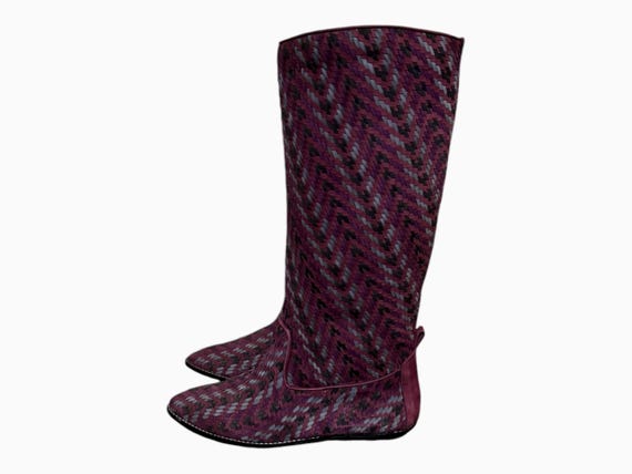 Size 45 Gypsy Boots - Purple Roses and Blue main image 0