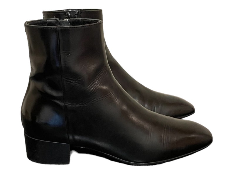 Vintage 1990s Black Leather Zip Up Women Ankle Boots-US Women Size 8.5 image 2