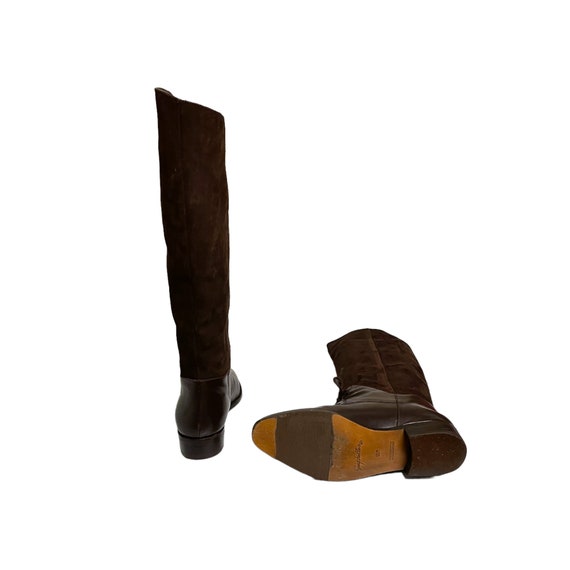 80s Vintage Riding Boots-Two Tone Brown Genuine L… - image 10