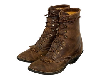 Vintage Boots-weathered Brown Boots-us Women Size 7.5-lace