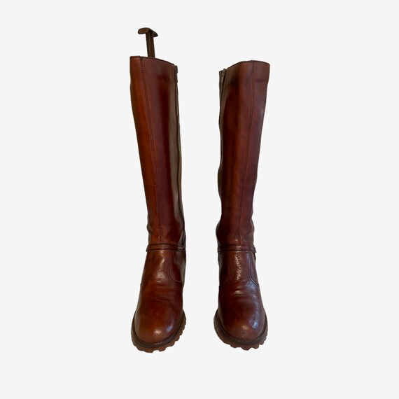 Vintage 1970s Brown Leather Riding Boots - Size 9 - image 2
