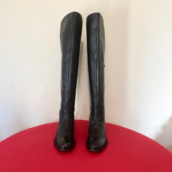 Sz 6B/Vintage Boots/Tall Boots/Black Boots/Genuin… - image 2