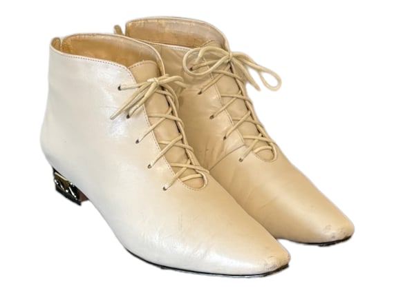 Vintage Boots-White Boots-Ankle Boots-US Women Si… - image 1