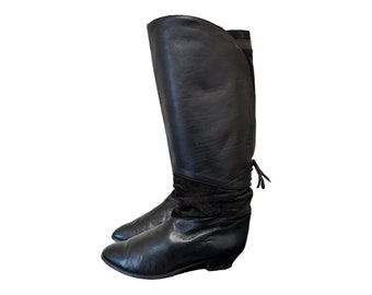 Vintage Boots-80s Vintage-US Women Size 9-Riding Boots-Made In Italy-Black Boots-Boots-Women Vintage Wear-Tall Boots.