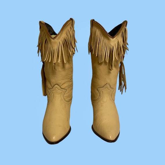 vintage boots-boots vintage-Size 8 Boots-cream bo… - image 5