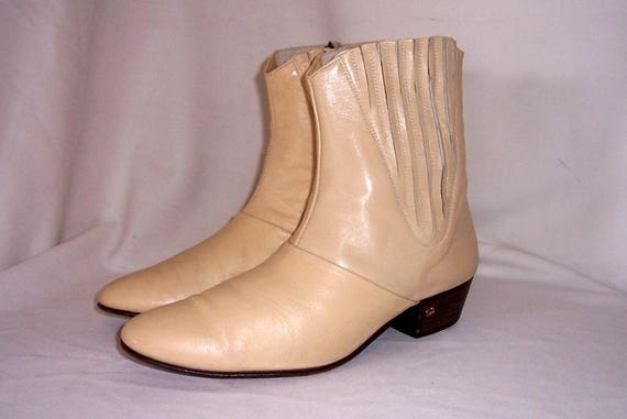 Sz 9 Vintage Short Beige Genuine Leather 1960s Men