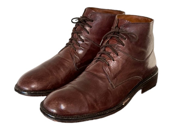 Vintage Brown Leather Ankle Boots - 1990s Italian Dress  display picture 1