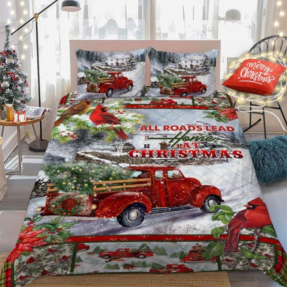 Discover At Christmas All Roads Lead Home Christmas Quilts Bedding Set