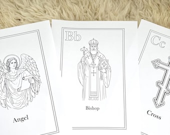 Orthodox Alphabet Coloring Pages | Christian ABC Printable for Kids (Digital Download)