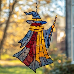 Wizard HGWs Student Acrylic Suncatcher, Witch Faux Stained Glass Window Hanging, Magical Home Decor, Gift for Movie Fans