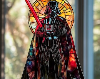 Vader Acrylic Faux Stained Glass Suncatcher, Darth Vader Window Hanging, Dark Side Home Decor Gift