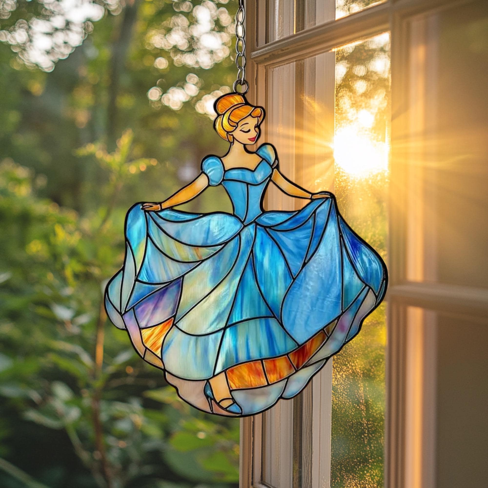 Rapunzel Lantern Scene Acrylic Suncatcher – Fairytale Faux Stained