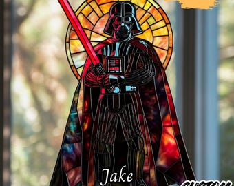 Vader Acrylic Faux Stained Glass Suncatcher, Darth Window Hanging , Dark Side Home Decor Gift