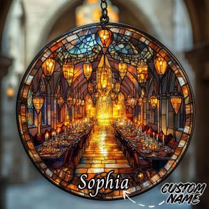 Atrapasol acrílico Magic HWS Great Hall, adorno colgante de vitral de imitación, diseño mágico para comedor, regalo para fanáticos del cine