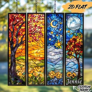 55% de descuento en el juego de 4 paneles atrapasoles acrílicos con diseño floral inspirado en las cuatro estaciones, ideal para colgar en ventanas o como decoración del hogar. Regalo perfecto para mamá.